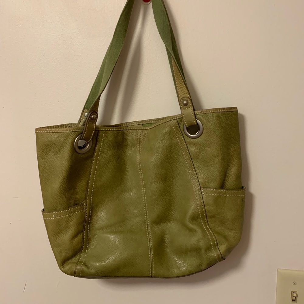 Fossil Green Leather Handbag
